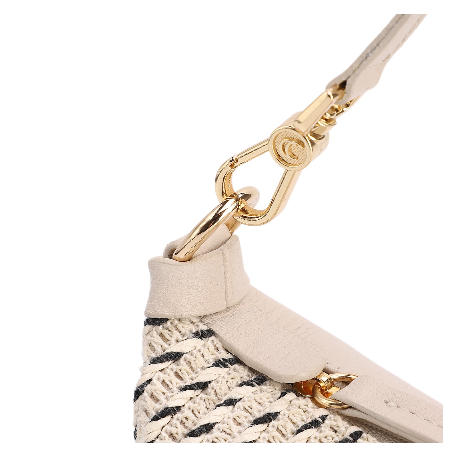 Bolsa De Ombro Pequena Off White Couro Alt Ráfia Tramada Bicolor