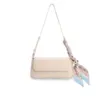  Bolsa De Ombro Pequena Off White Couro Lenço Esfera Dourada - imagem 1