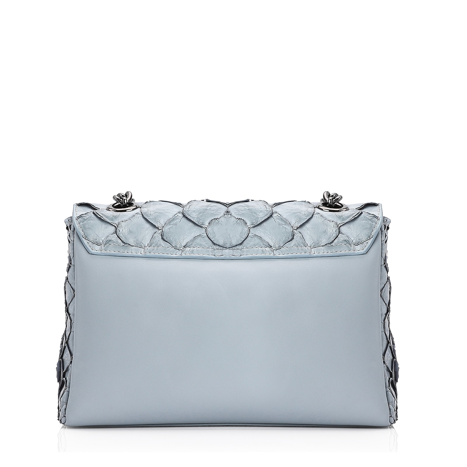 Bolsa De Ombro Pirarucu Couro Azul