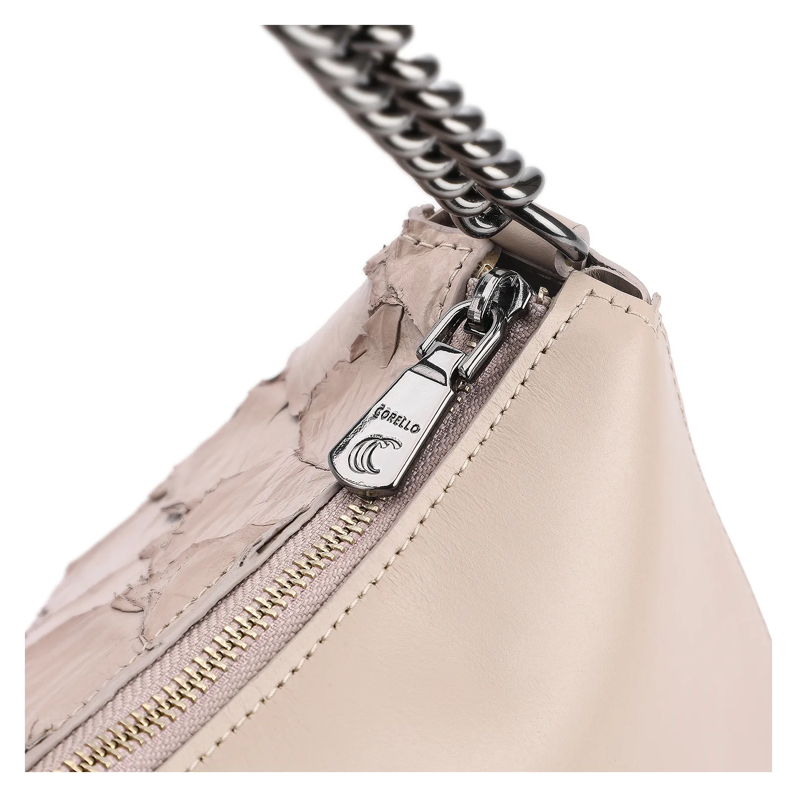 Bolsa De Ombro Pirarucu Couro Bege