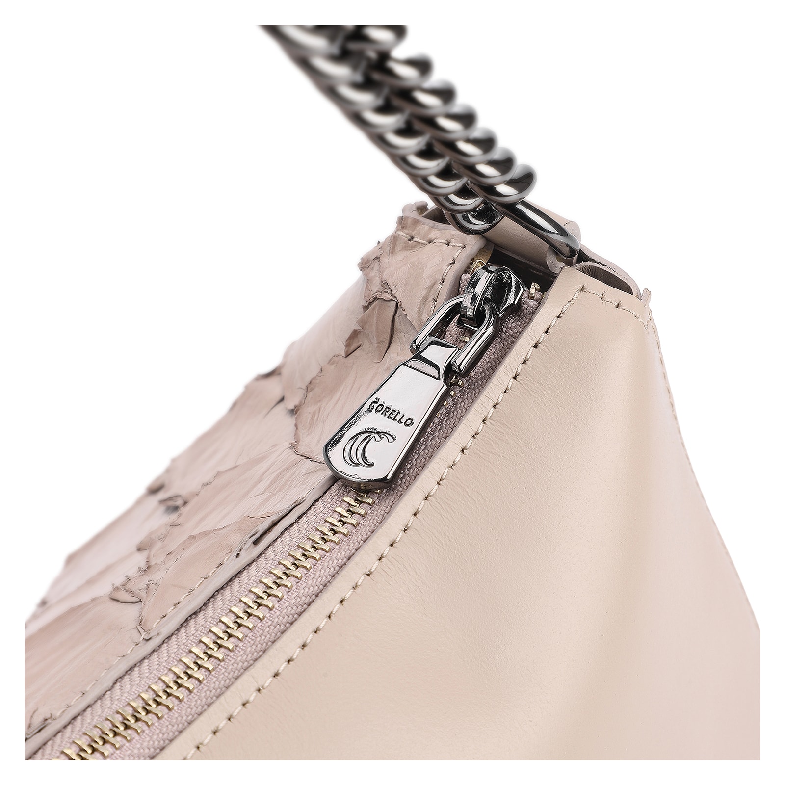 Bolsa De Ombro Pirarucu Couro Bege