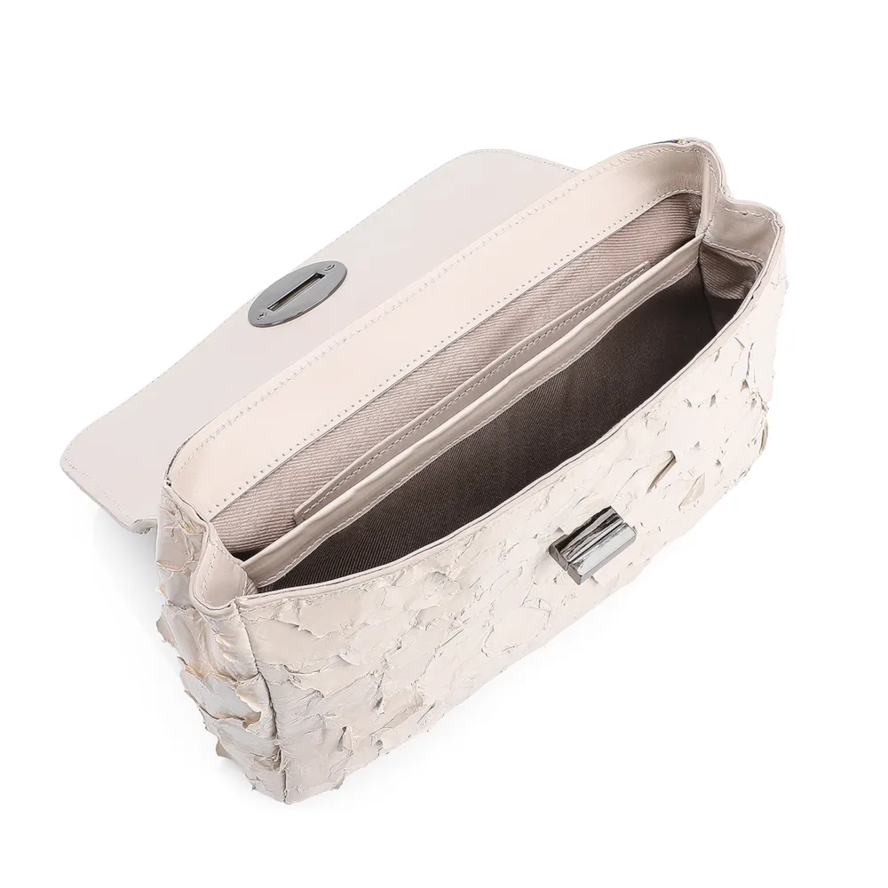 Bolsa De Ombro Pirarucu Couro Off White - imagem 4
