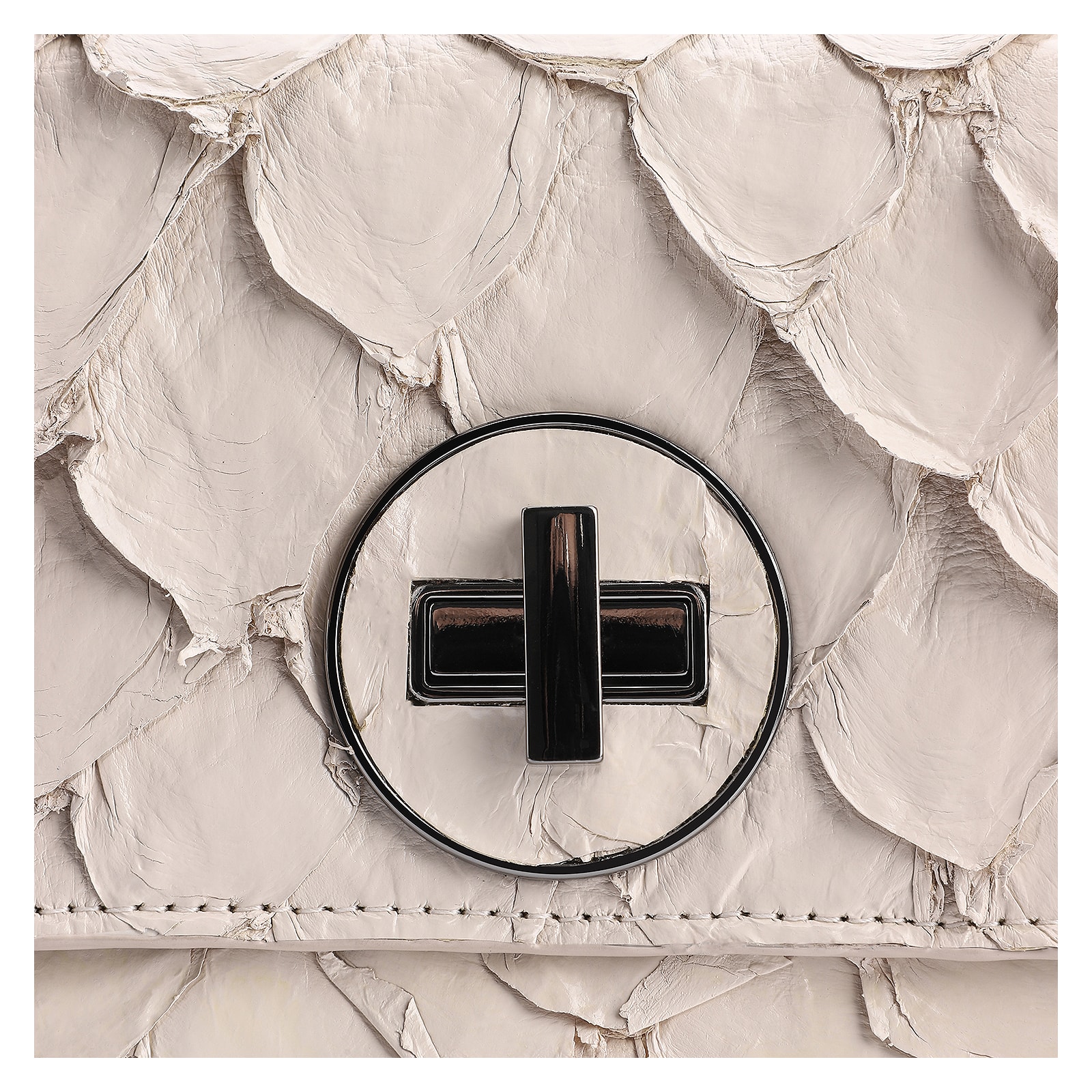 Bolsa De Ombro Pirarucu Couro Off White
