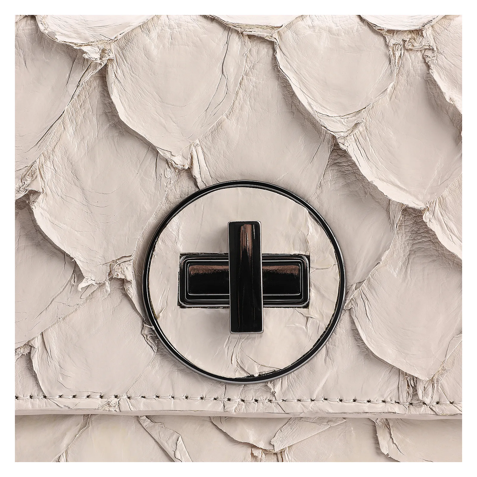 Bolsa De Ombro Pirarucu Couro Off White