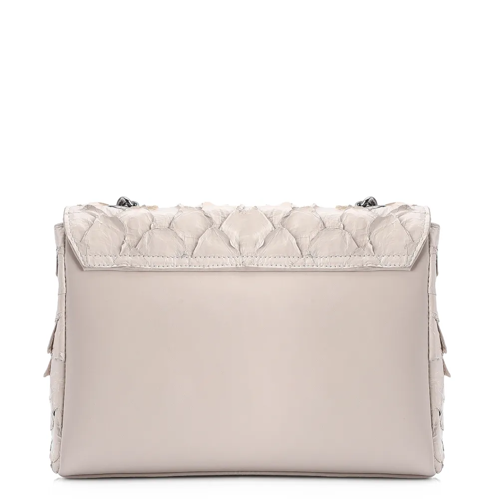 Bolsa De Ombro Pirarucu Couro Off White - imagem 3