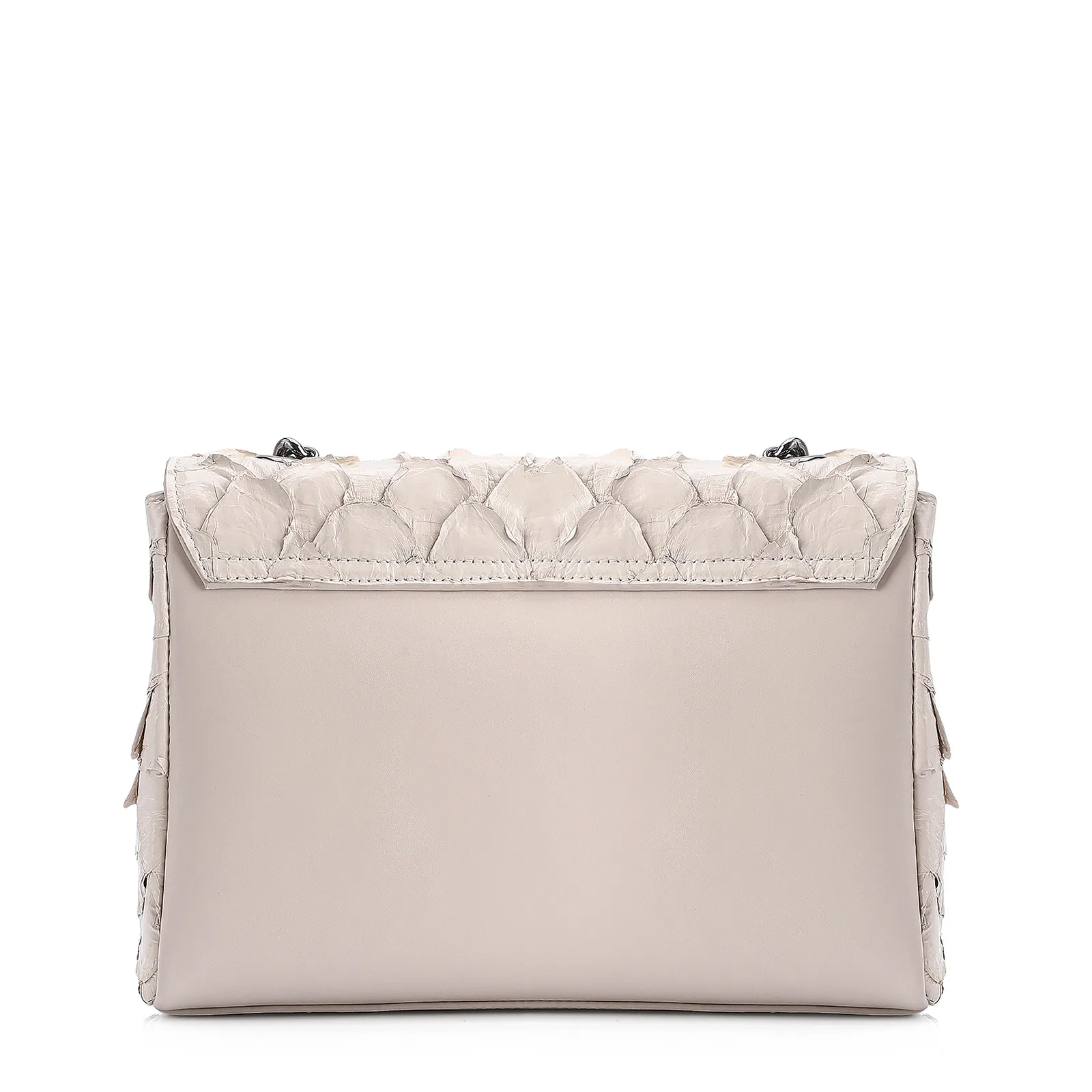 Bolsa De Ombro Pirarucu Couro Off White
