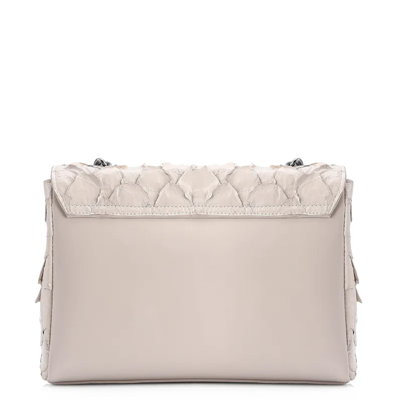Bolsa De Ombro Pirarucu Couro Off White - foto 3