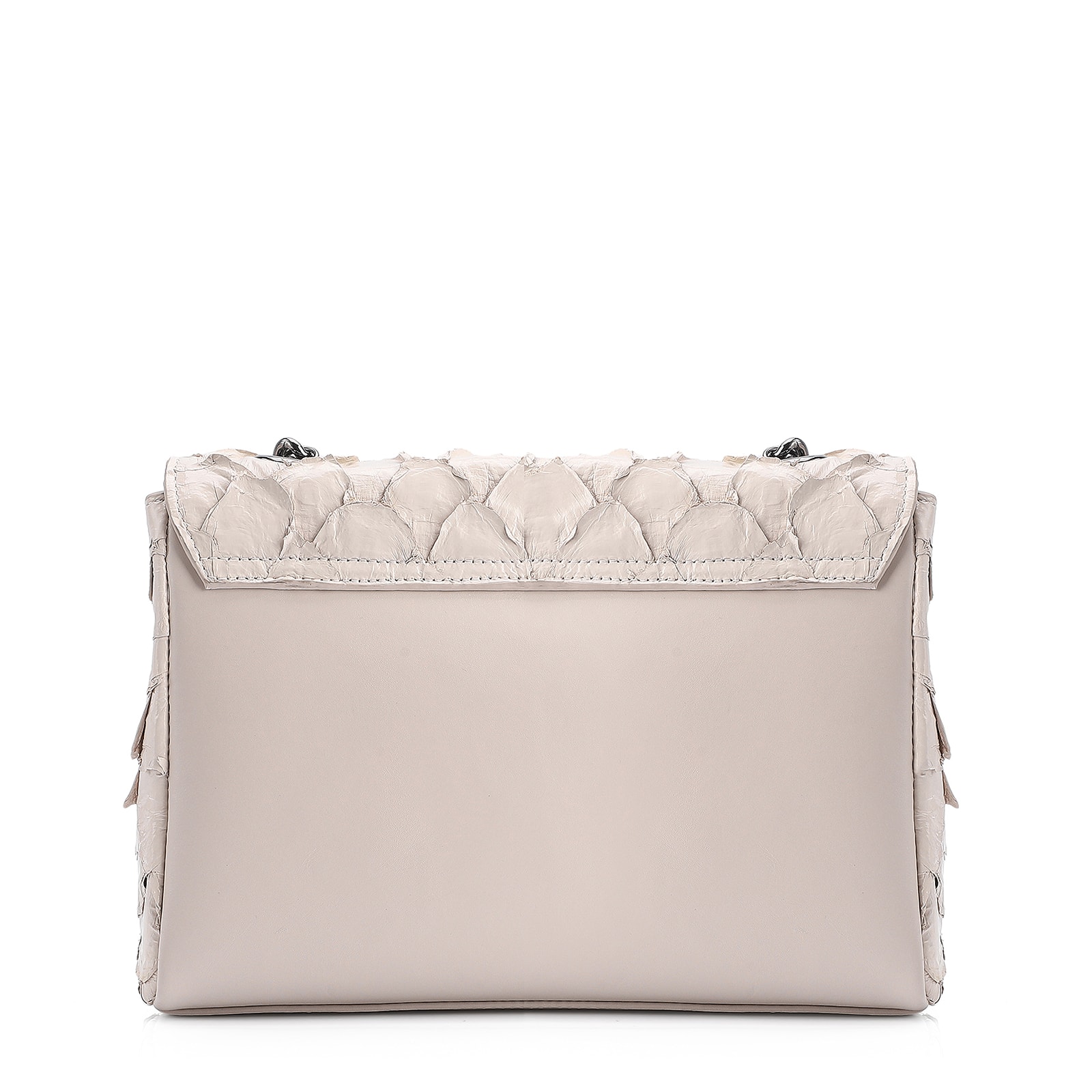 Bolsa De Ombro Pirarucu Couro Off White