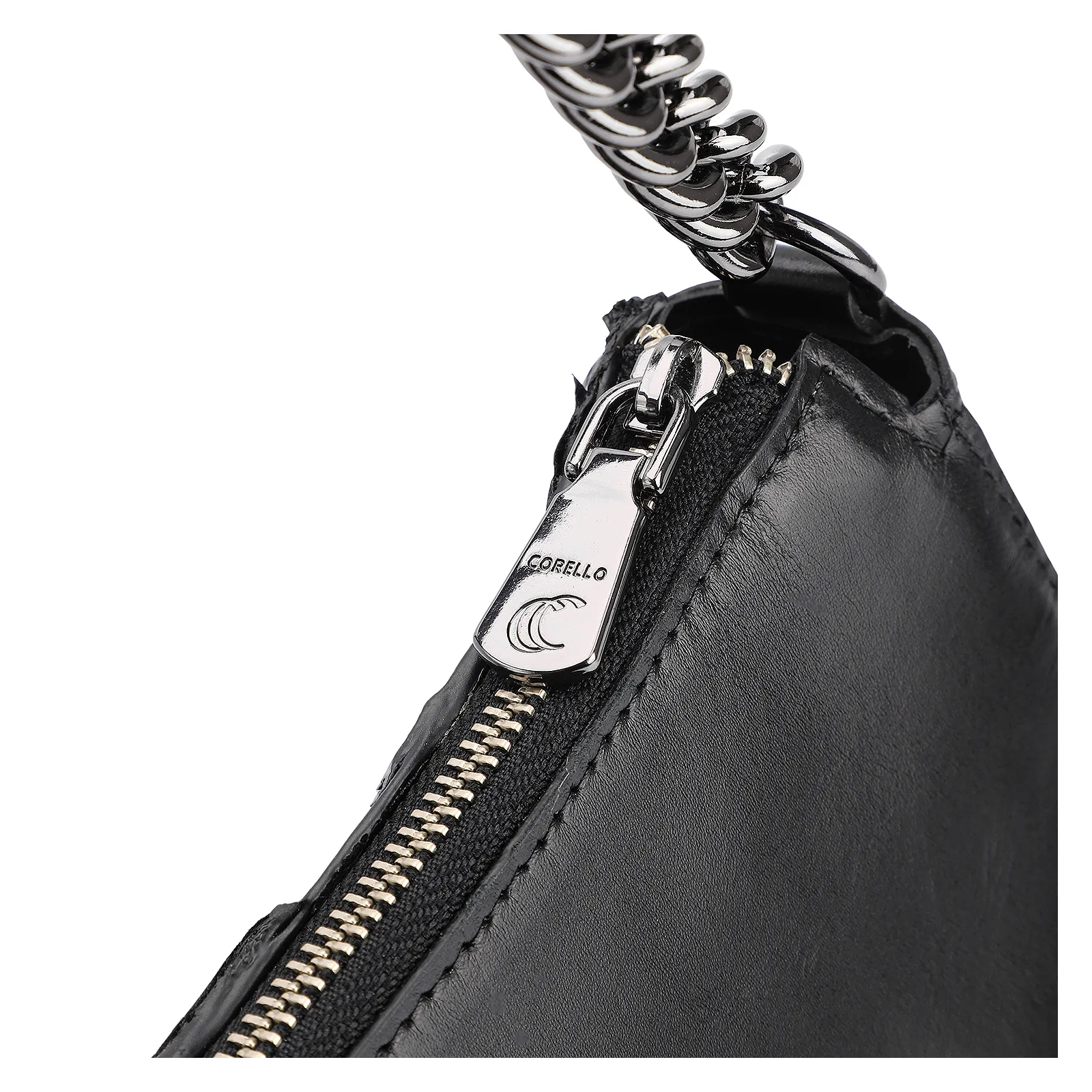 Bolsa De Ombro Pirarucu Couro Preto