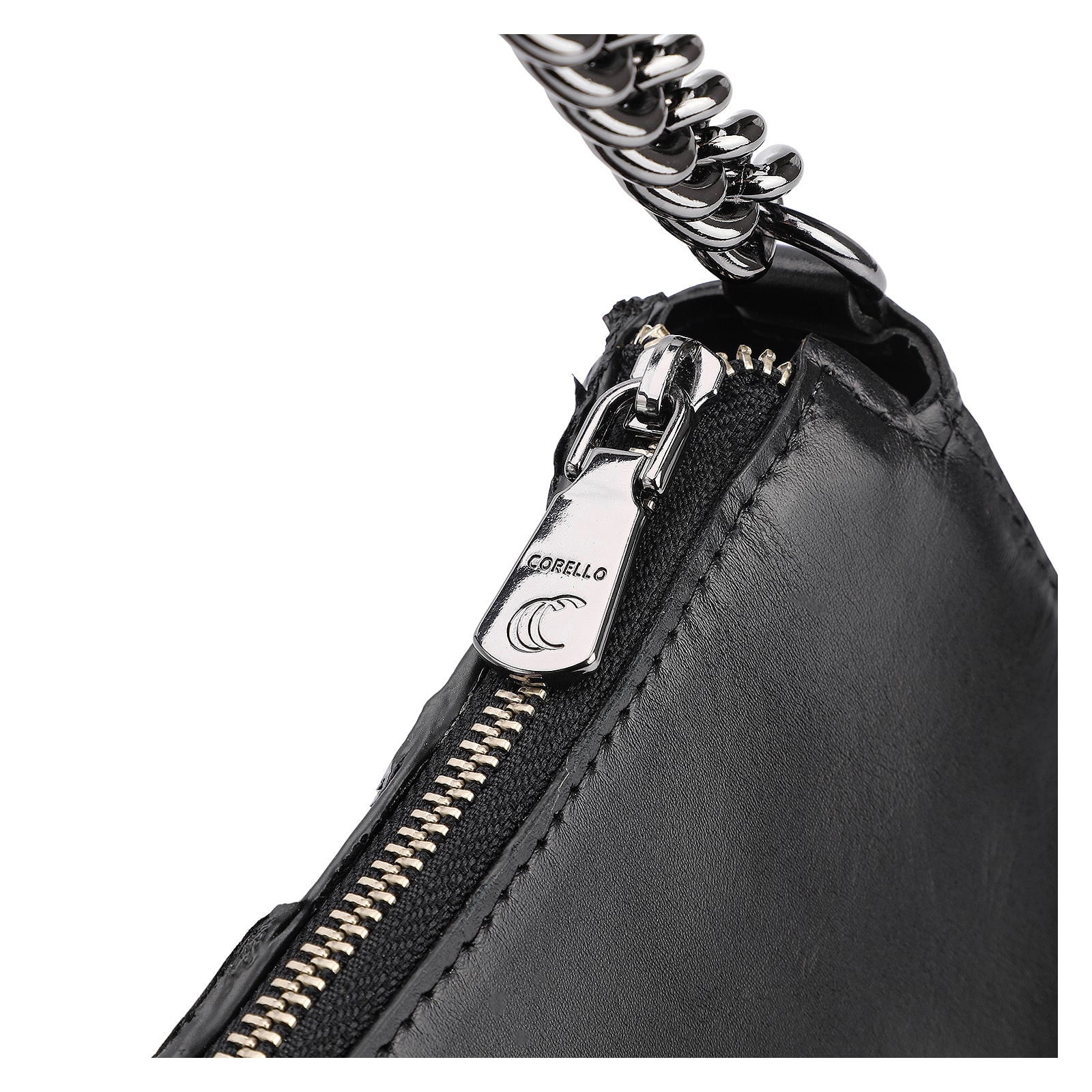 Bolsa De Ombro Pirarucu Couro Preto
