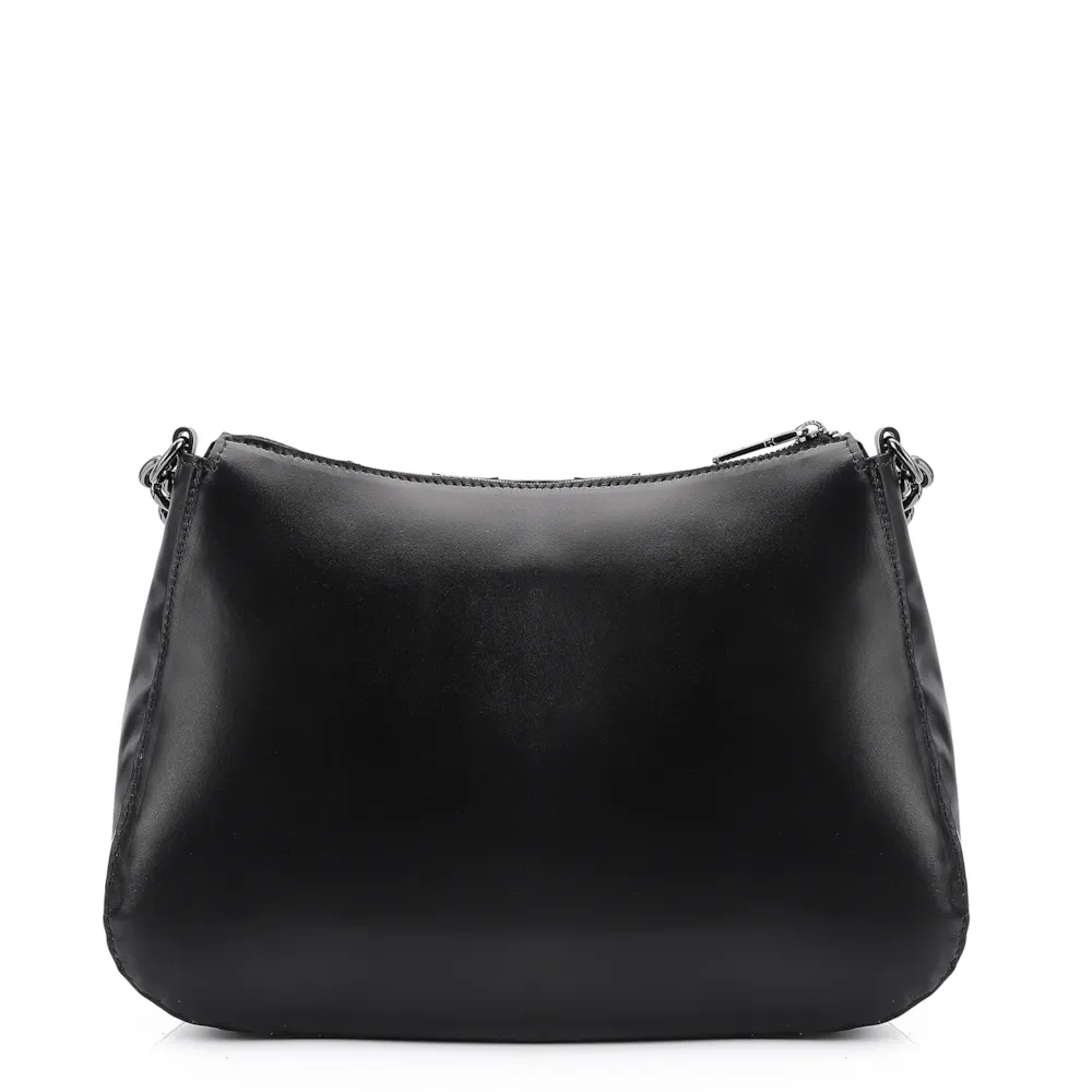 Bolsa De Ombro Pirarucu Couro Preto - imagem 3