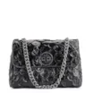 Bolsa De Ombro Pirarucu Couro Preto - imagem 1