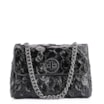 Bolsa De Ombro Pirarucu Couro Preto - imagem 1