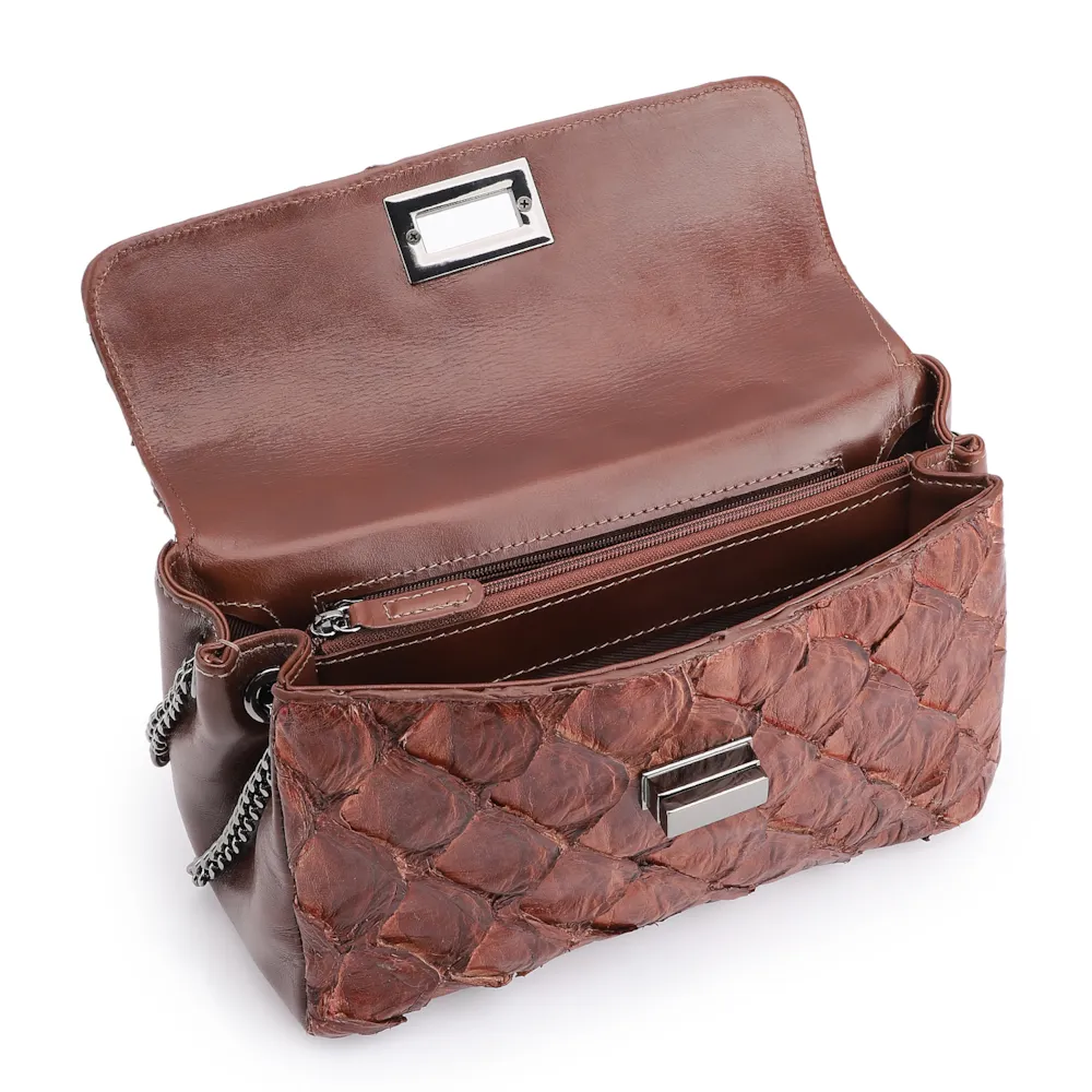 Bolsa De Ombro Pirarucu Marrom Escuro - imagem 4