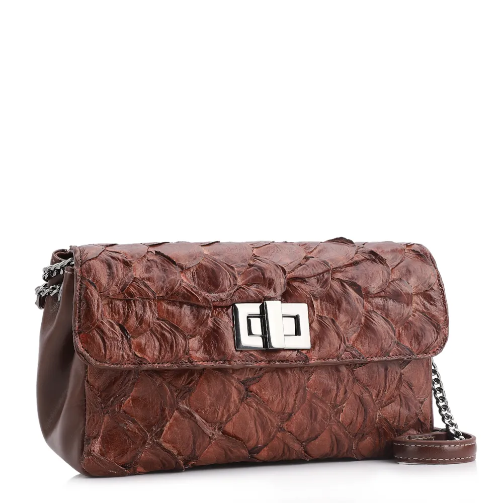 Bolsa De Ombro Pirarucu Marrom Escuro - imagem 2