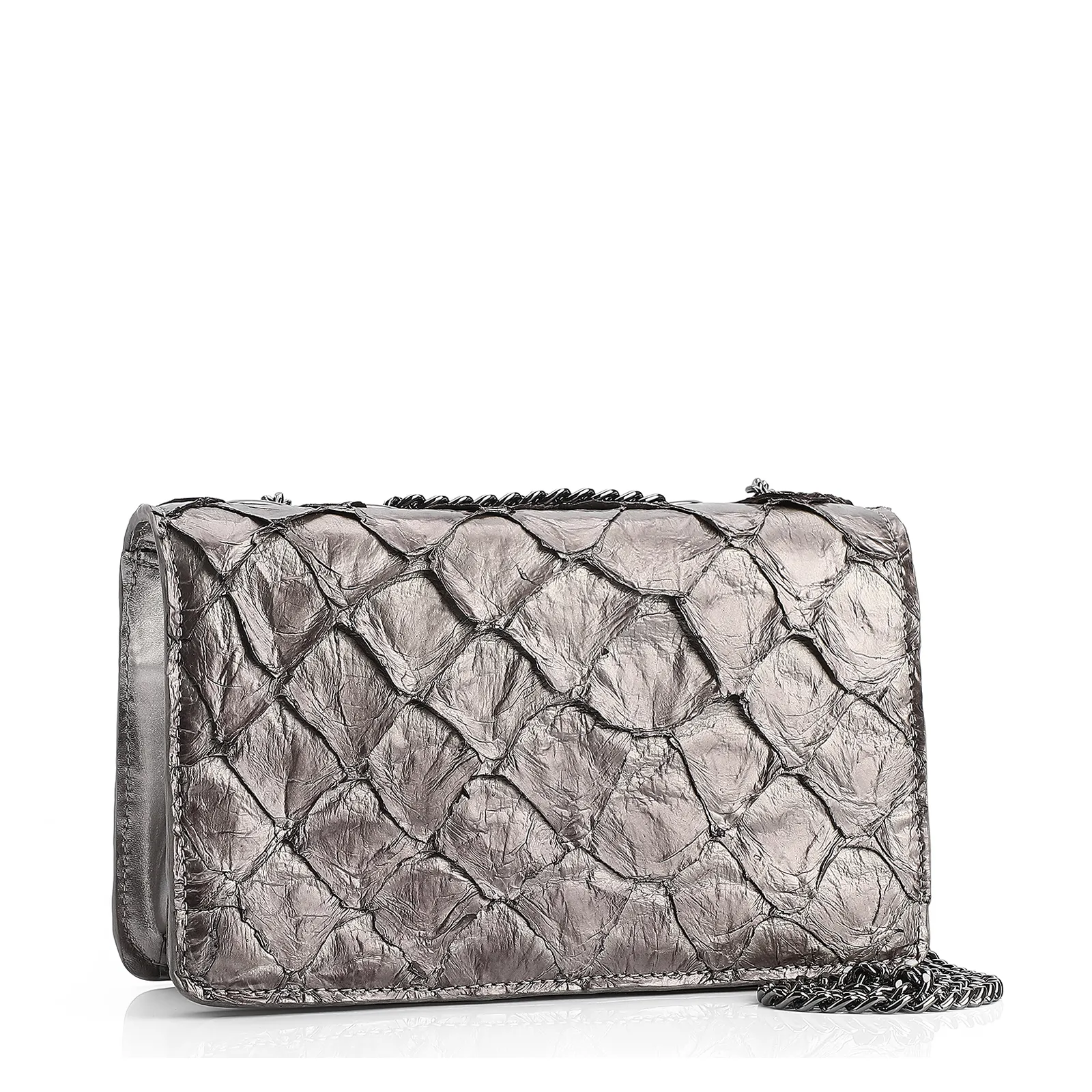 Bolsa De Ombro Pirarucu Prata