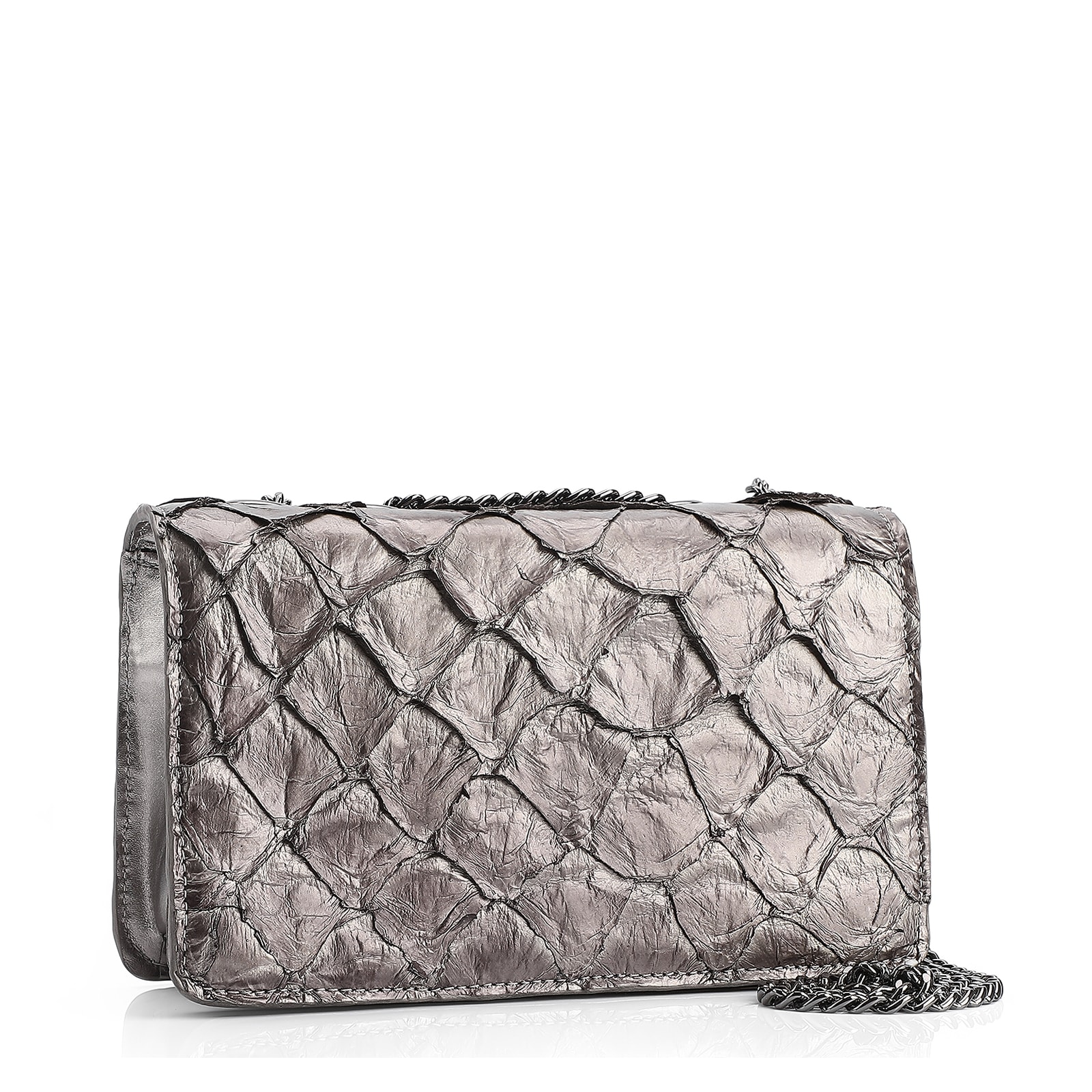 Bolsa De Ombro Pirarucu Prata