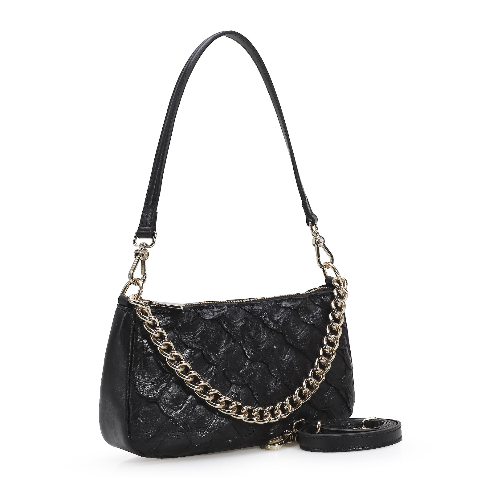 Bolsa De Ombro Pirarucu Preto