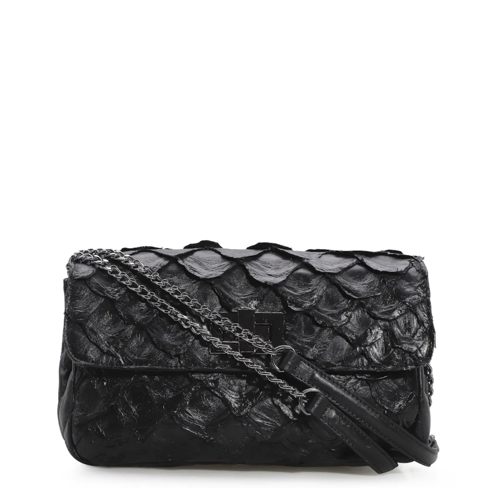 Bolsa De Ombro Pirarucu Preto