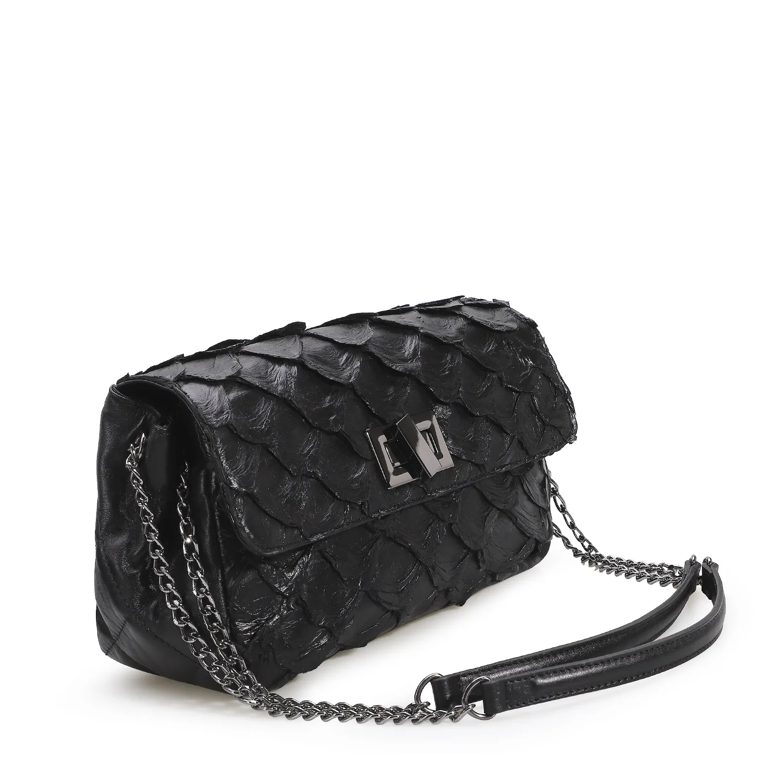 Bolsa De Ombro Pirarucu Preto