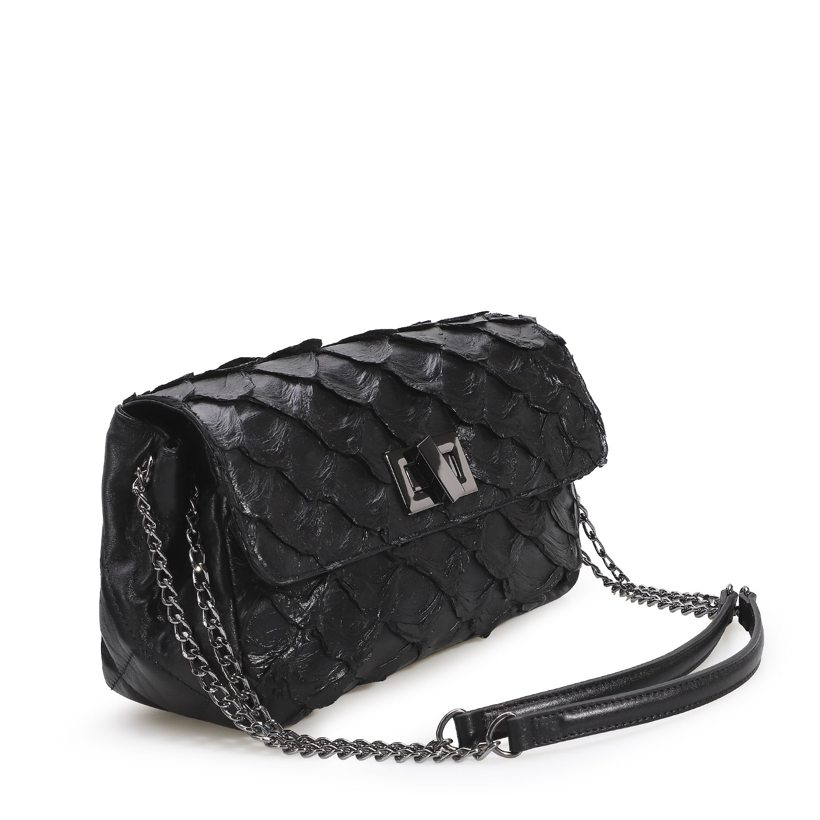 Bolsa De Ombro Pirarucu Preto