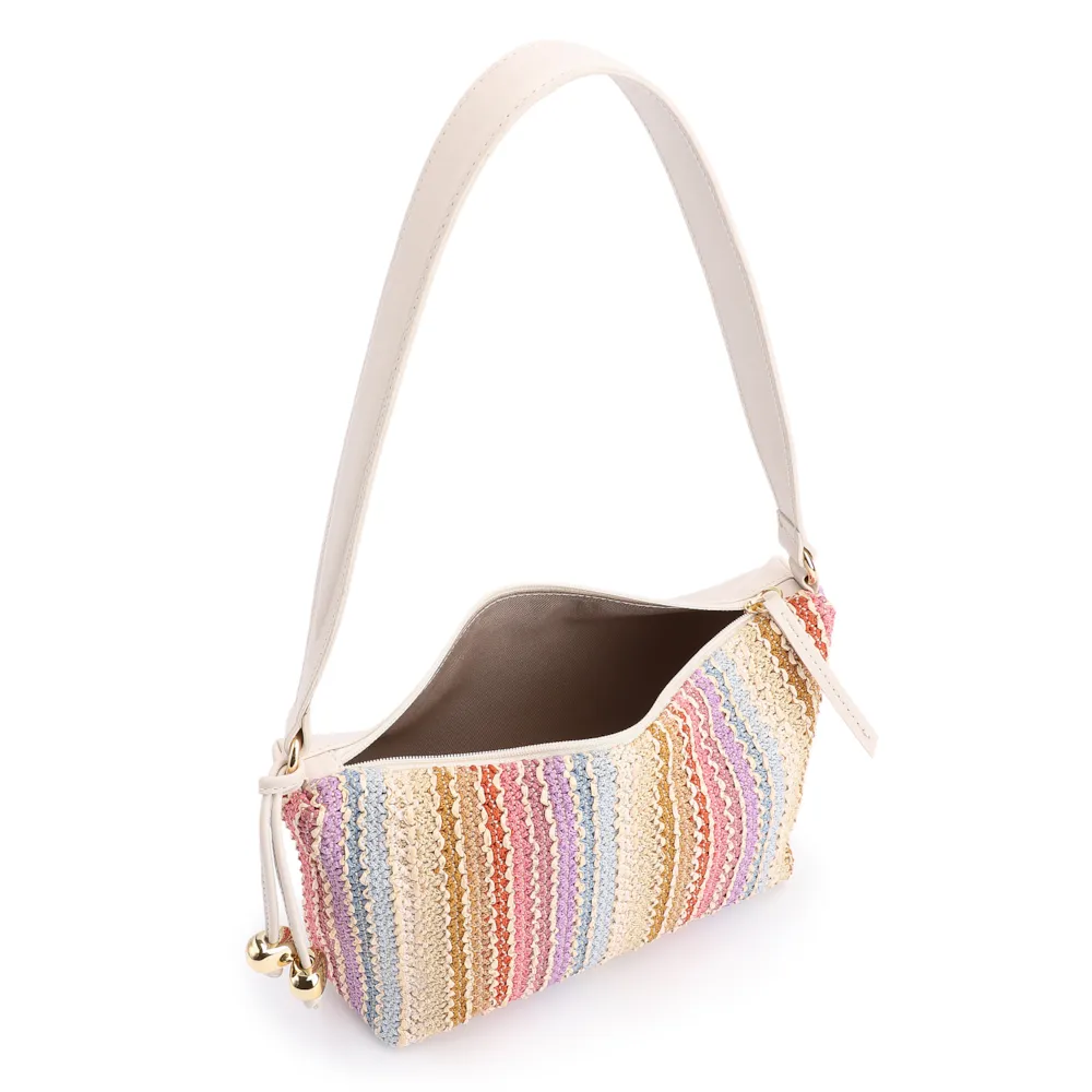 Bolsa De Ombro Ráfia Colors/Couro Off White - imagem 4