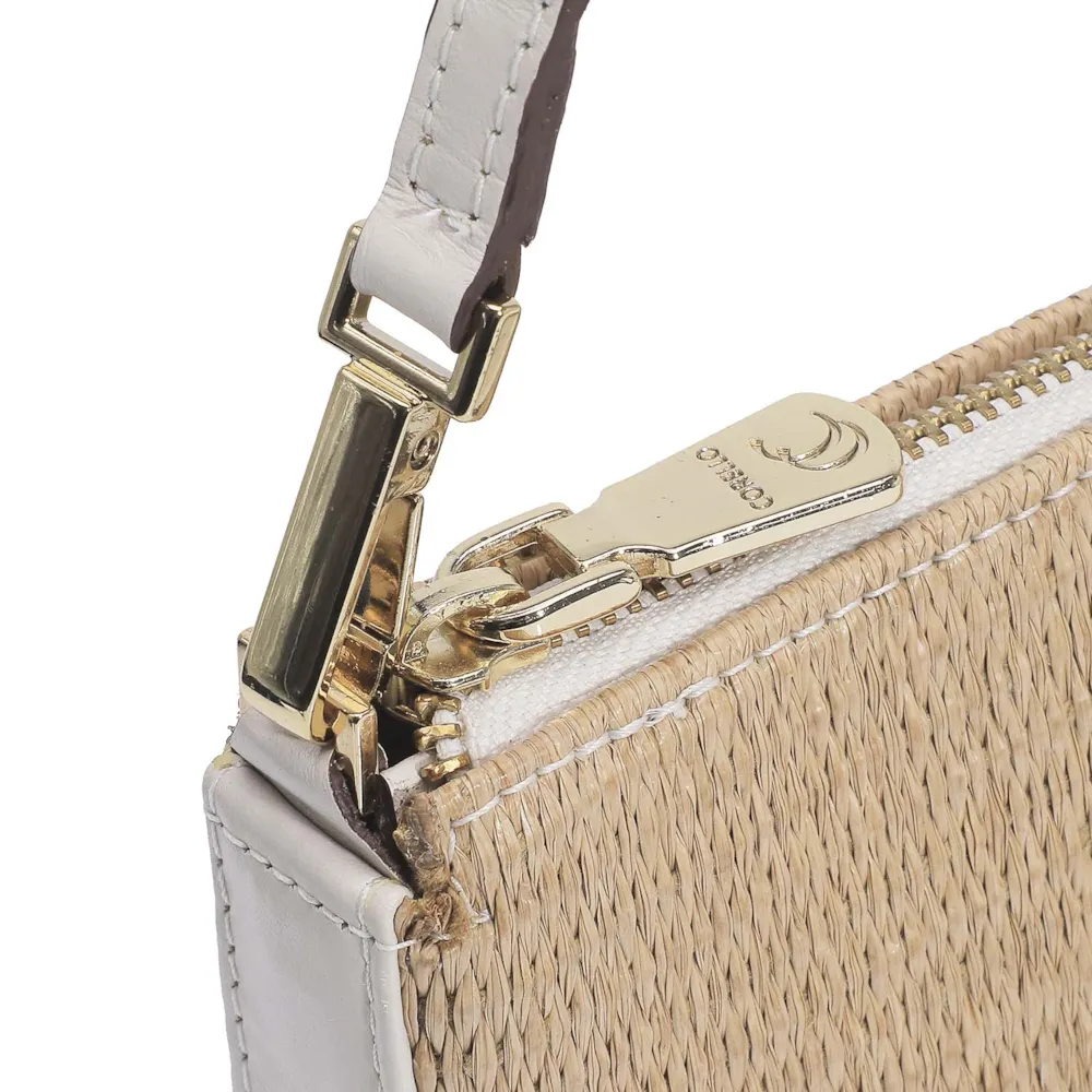 Bolsa De Ombro Ráfia/Couro Off White - imagem 6