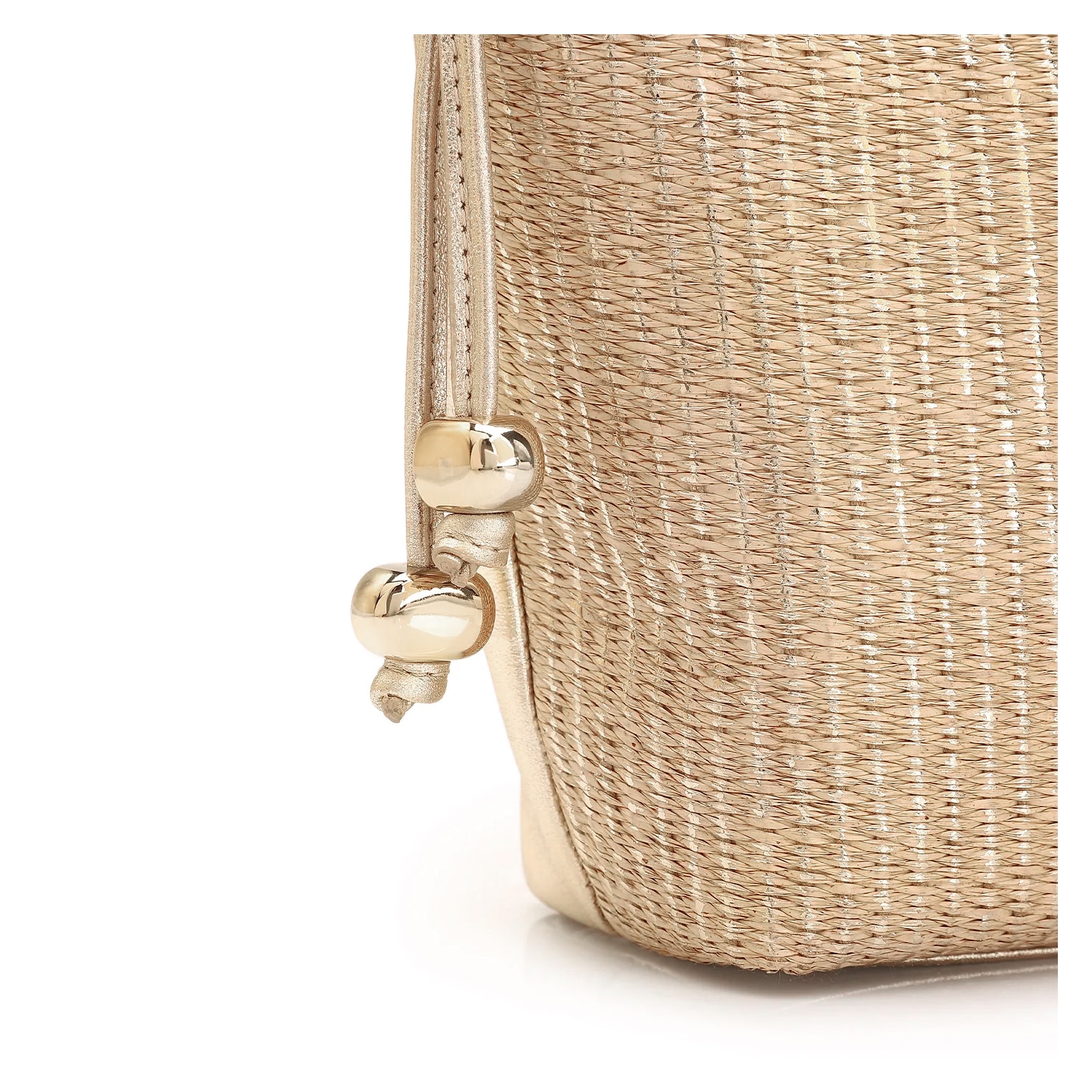Bolsa De Ombro Ráfia Dourado/Couro Dourado