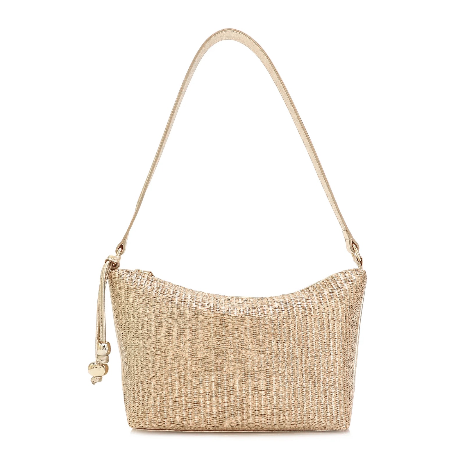 Bolsa De Ombro Ráfia Dourado/Couro Dourado