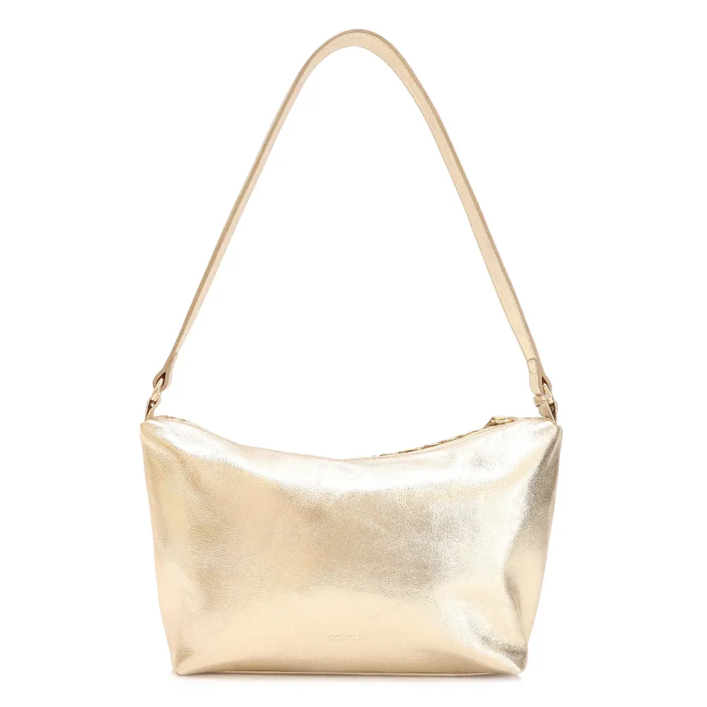 Bolsa De Ombro Ráfia Dourado/Couro Dourado - imagem 3