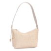 Bolsa De Ombro Ráfia Natural/Couro Off White - imagem 2