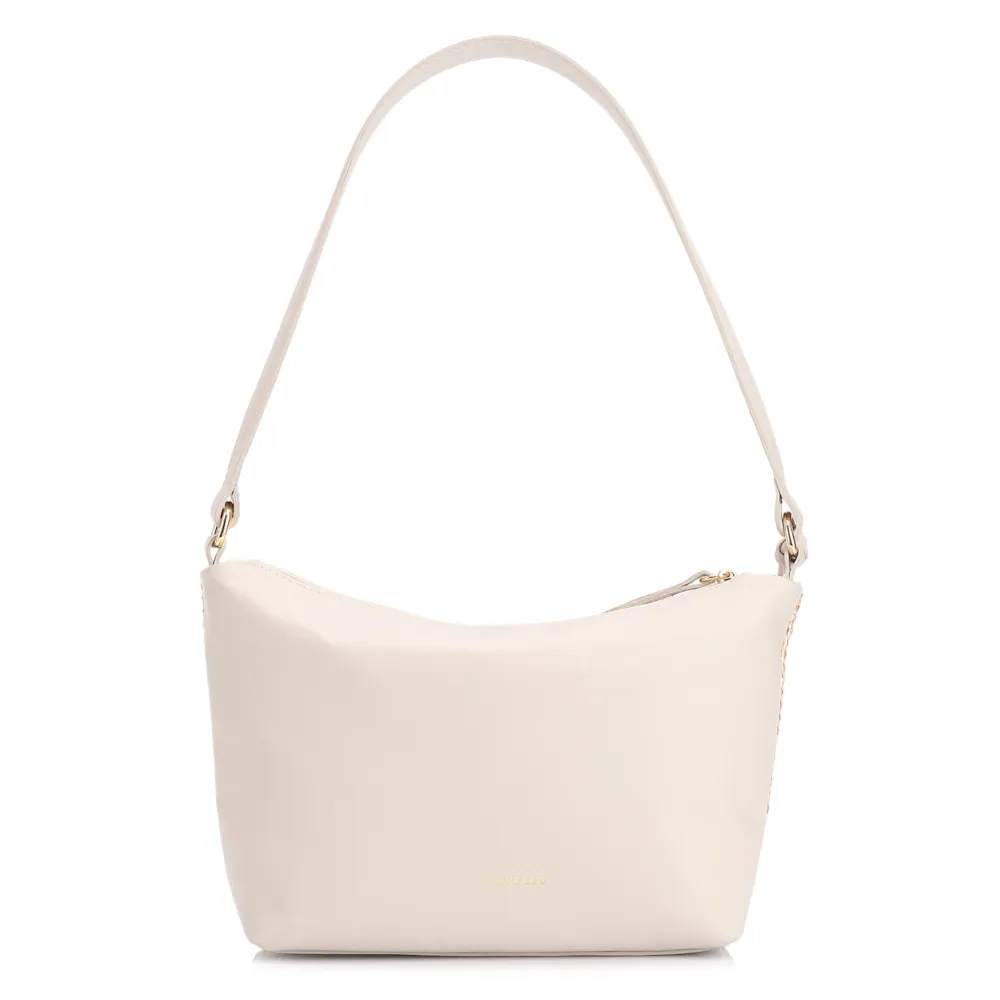 Bolsa De Ombro Ráfia Natural/Couro Off White - imagem 3