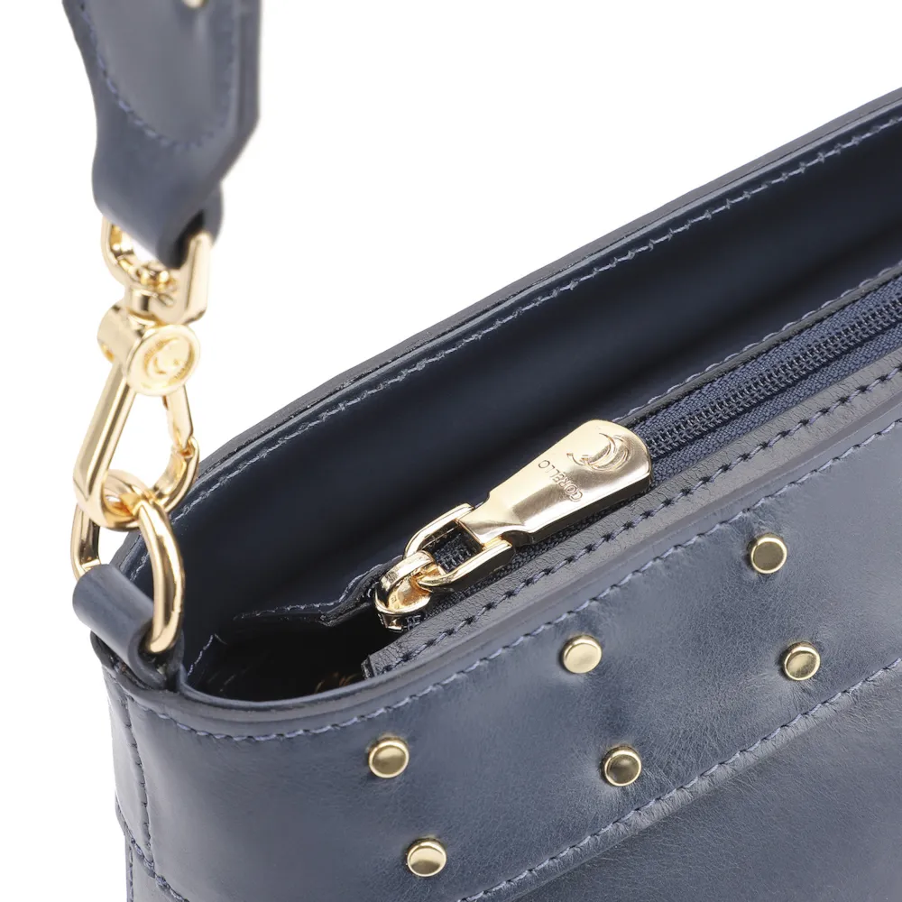 Bolsa De Ombro Rebites Couro Azul - imagem 5