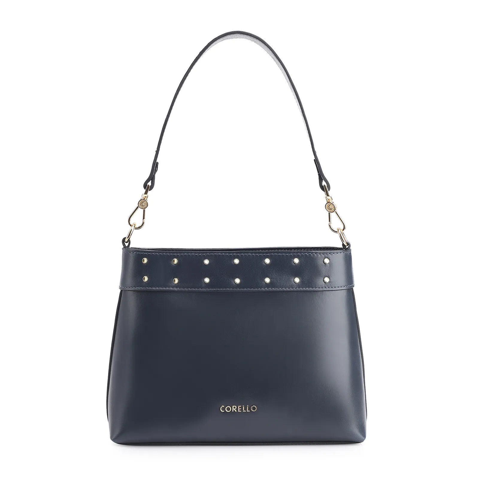 Bolsa De Ombro Rebites Couro Azul