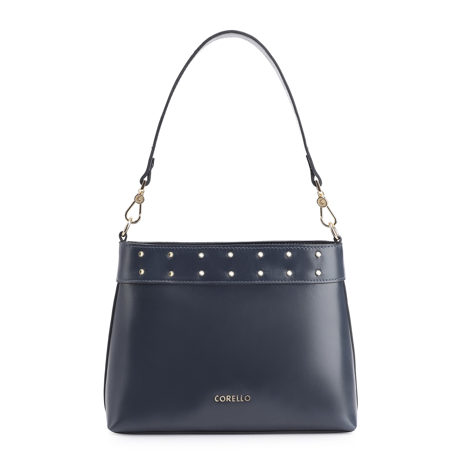 Bolsa De Ombro Rebites Couro Azul