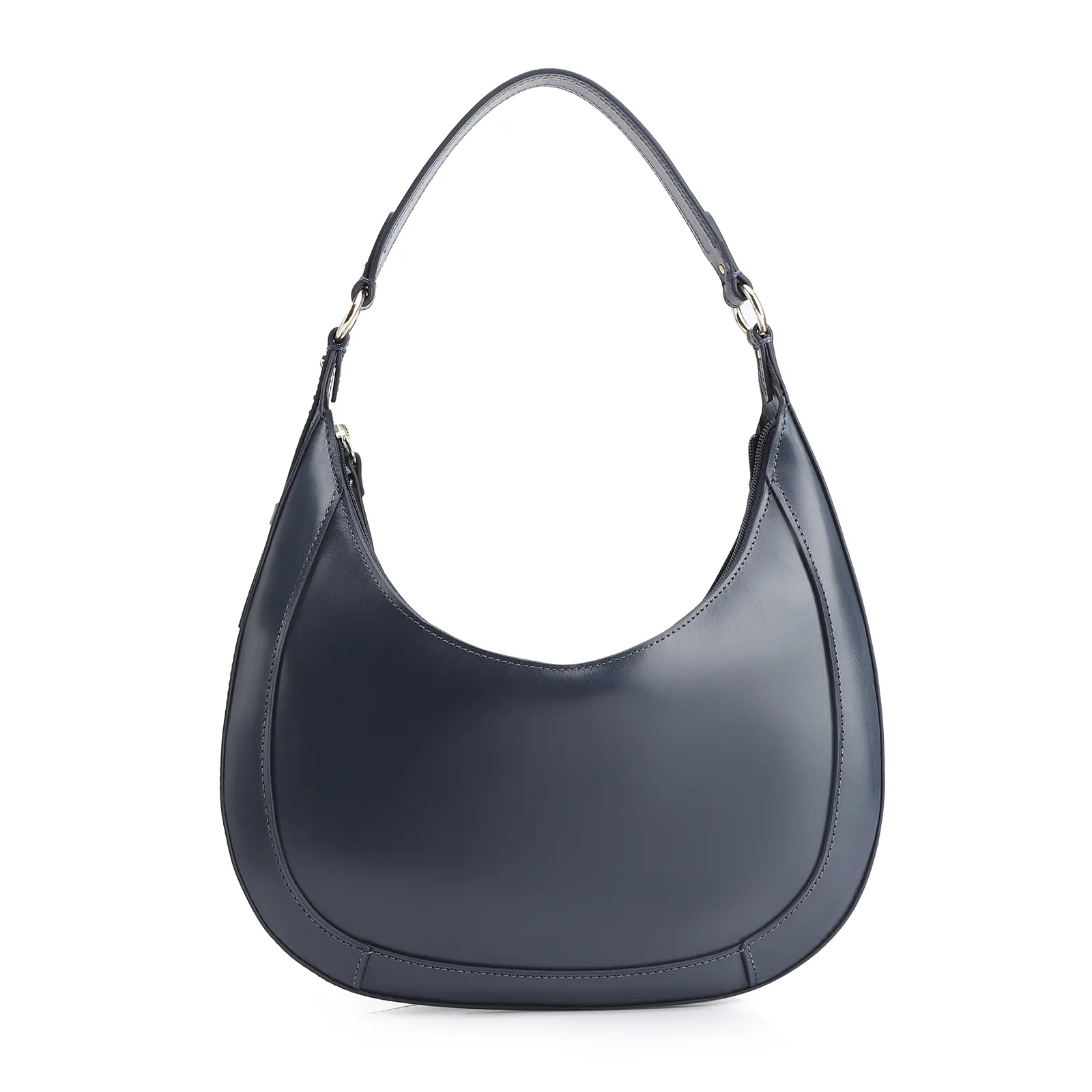 Bolsa De Ombro Rebites Couro Camurça Azul/Couro Azul