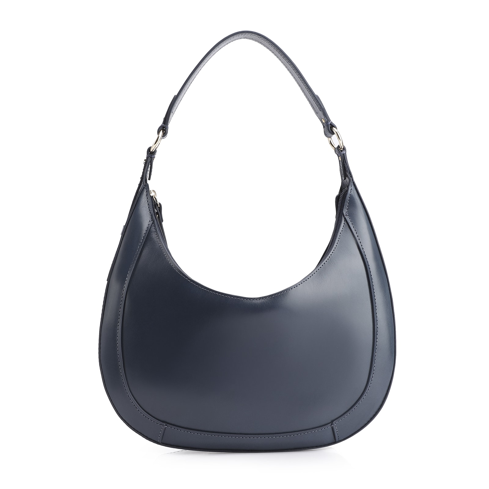 Bolsa De Ombro Rebites Couro Camurça Azul/Couro Azul