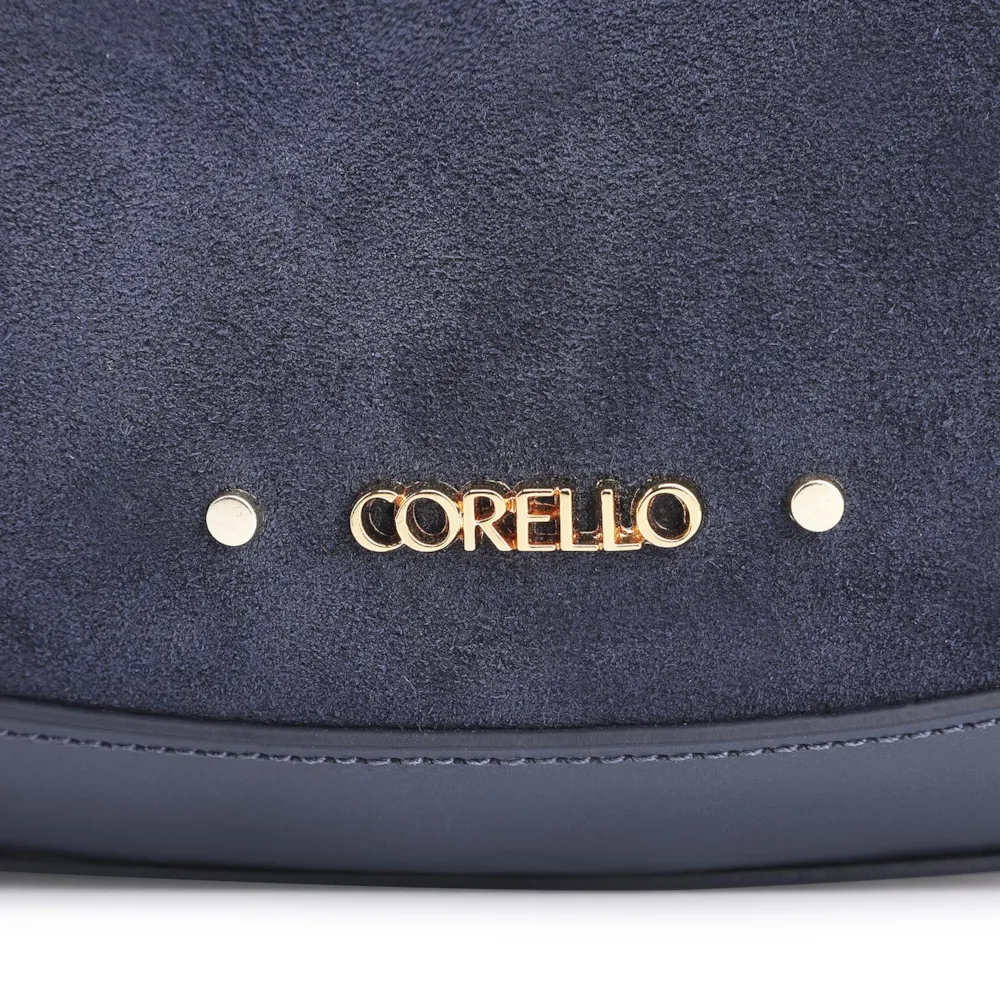 Bolsa De Ombro Rebites Couro Camurça Azul/Couro Azul - imagem 6