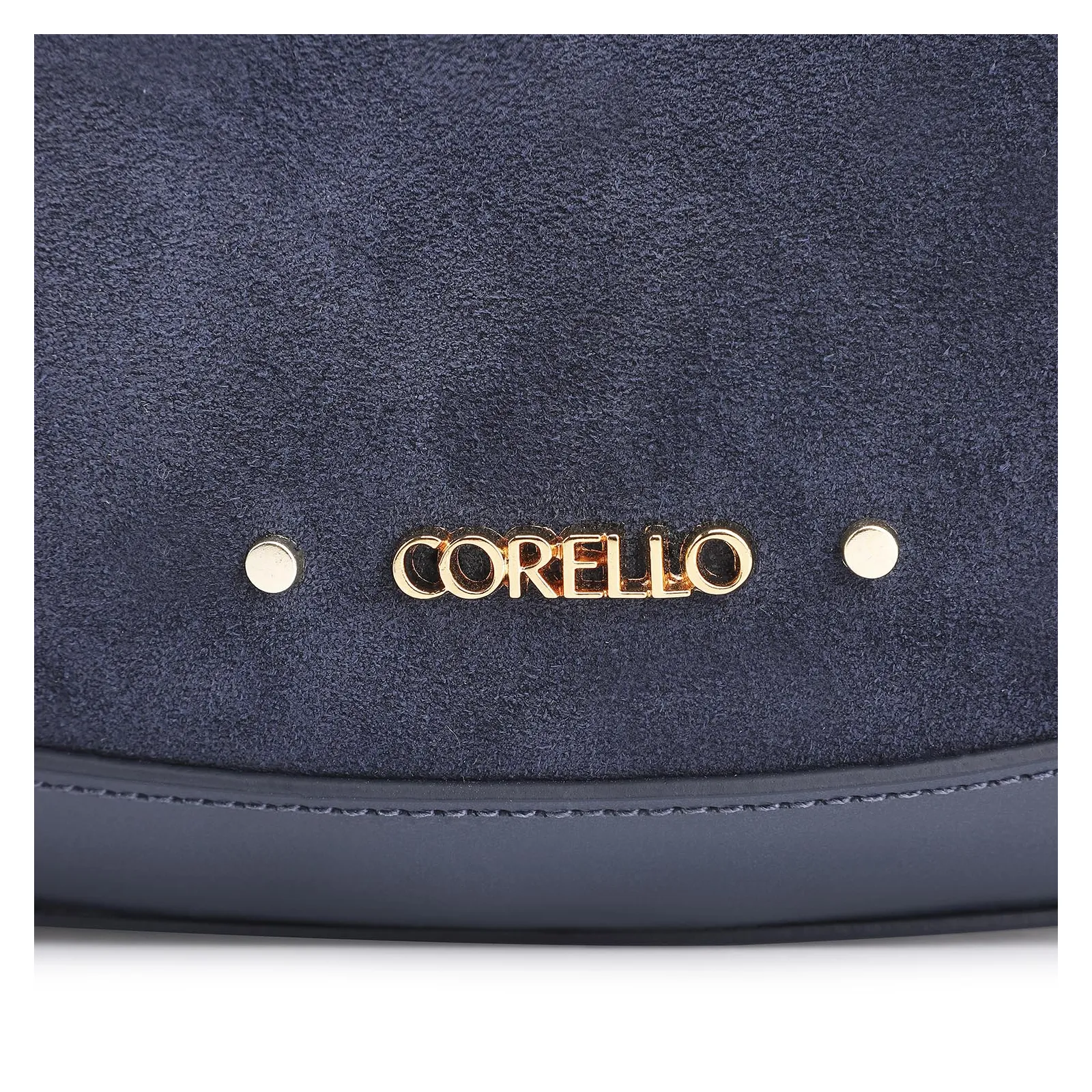 Bolsa De Ombro Rebites Couro Camurça Azul/Couro Azul