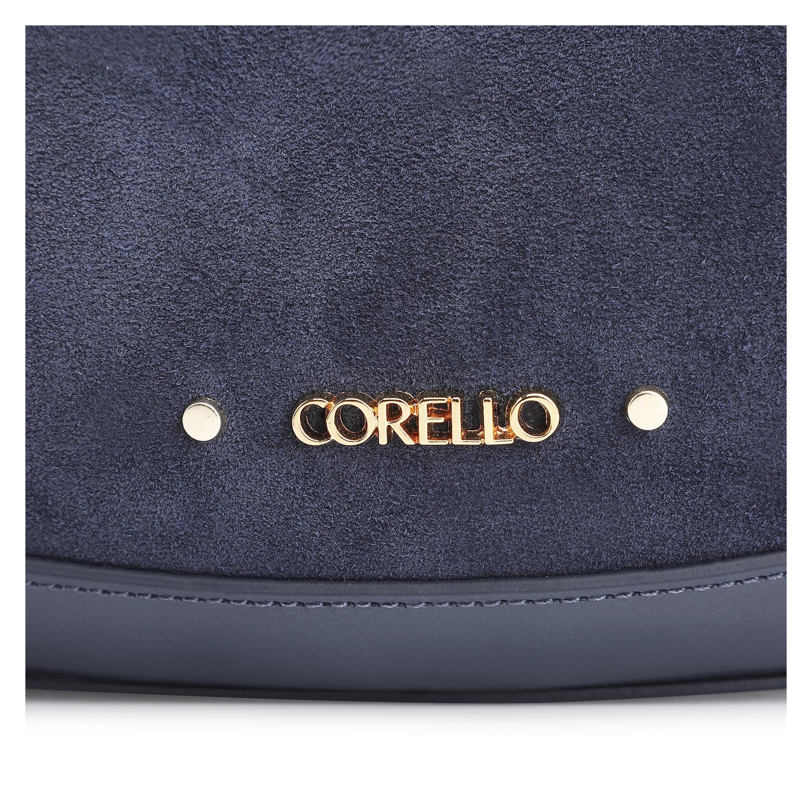 Bolsa De Ombro Rebites Couro Camurça Azul/Couro Azul