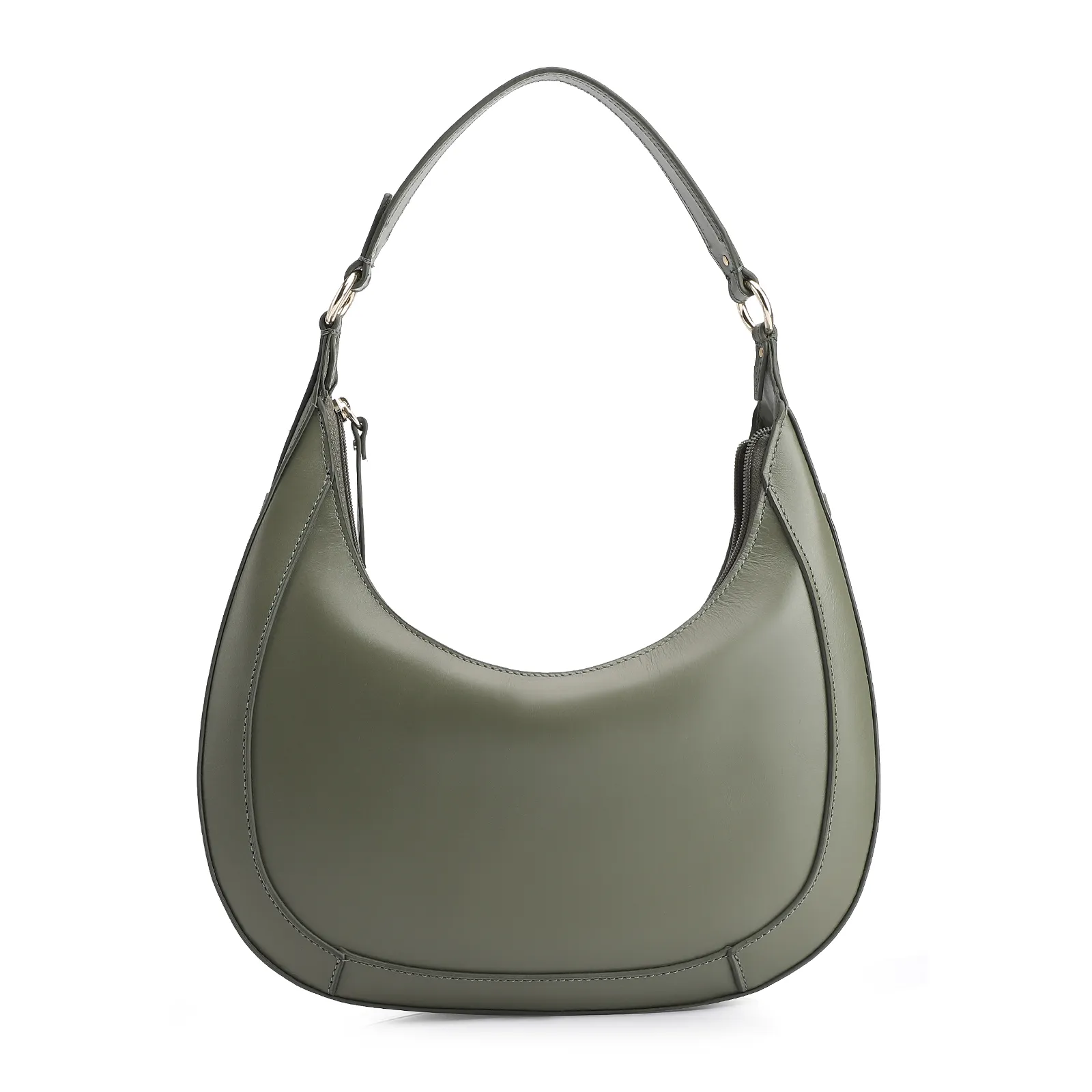 Bolsa De Ombro Rebites Couro Camurça Verde/Couro Verde