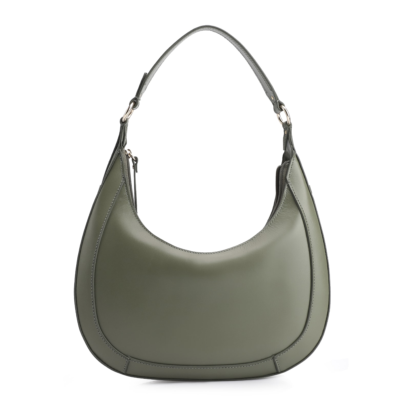 Bolsa De Ombro Rebites Couro Camurça Verde/Couro Verde