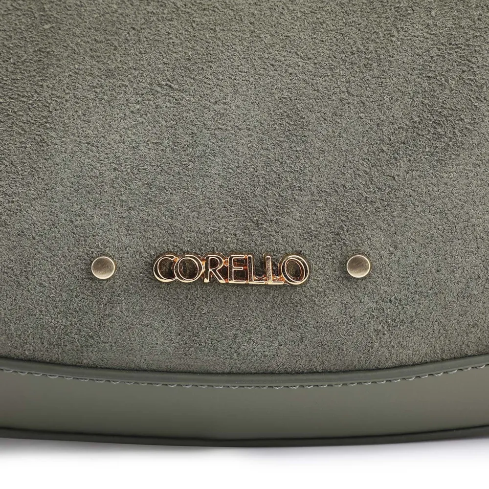 Bolsa De Ombro Rebites Couro Camurça Verde/Couro Verde - imagem 6