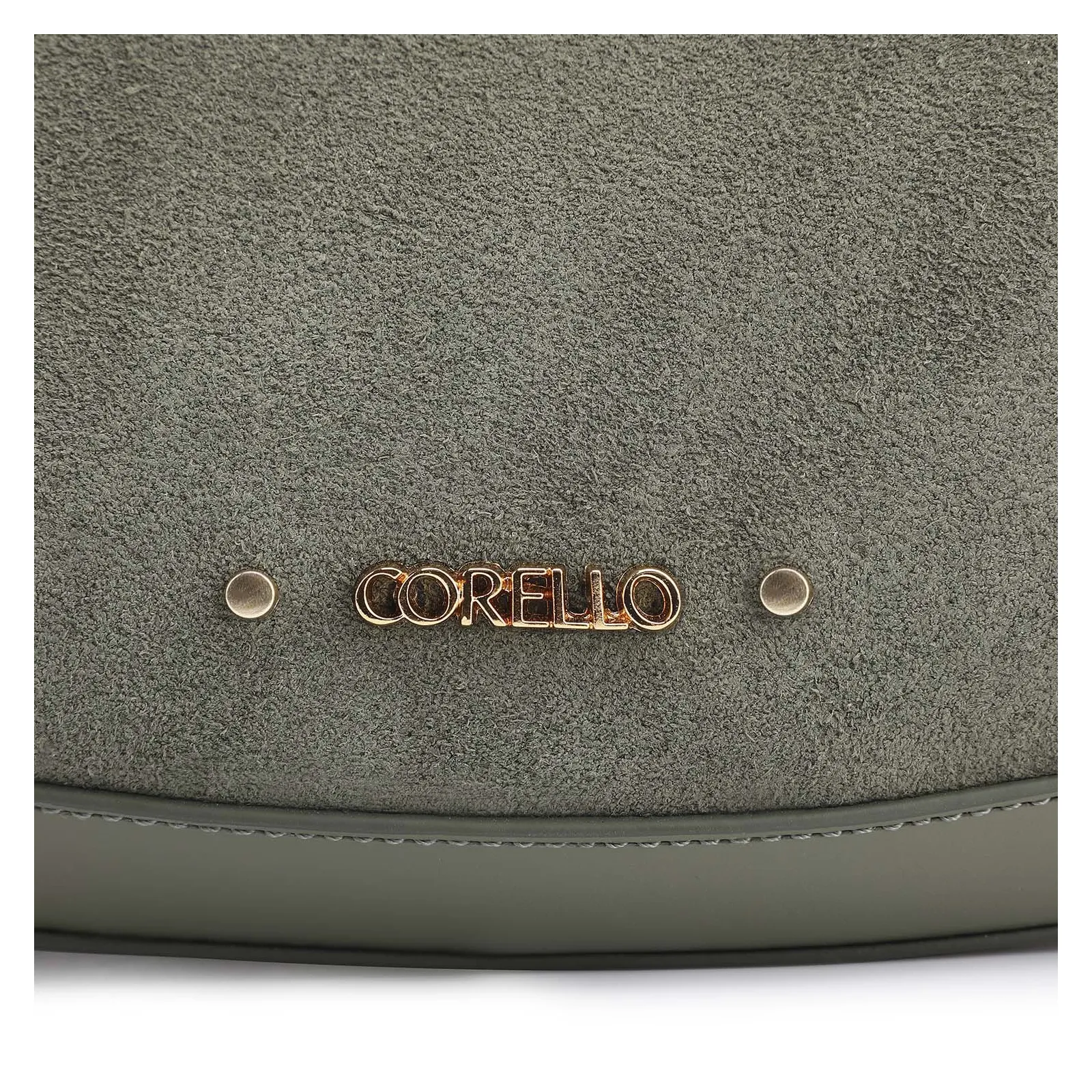 Bolsa De Ombro Rebites Couro Camurça Verde/Couro Verde