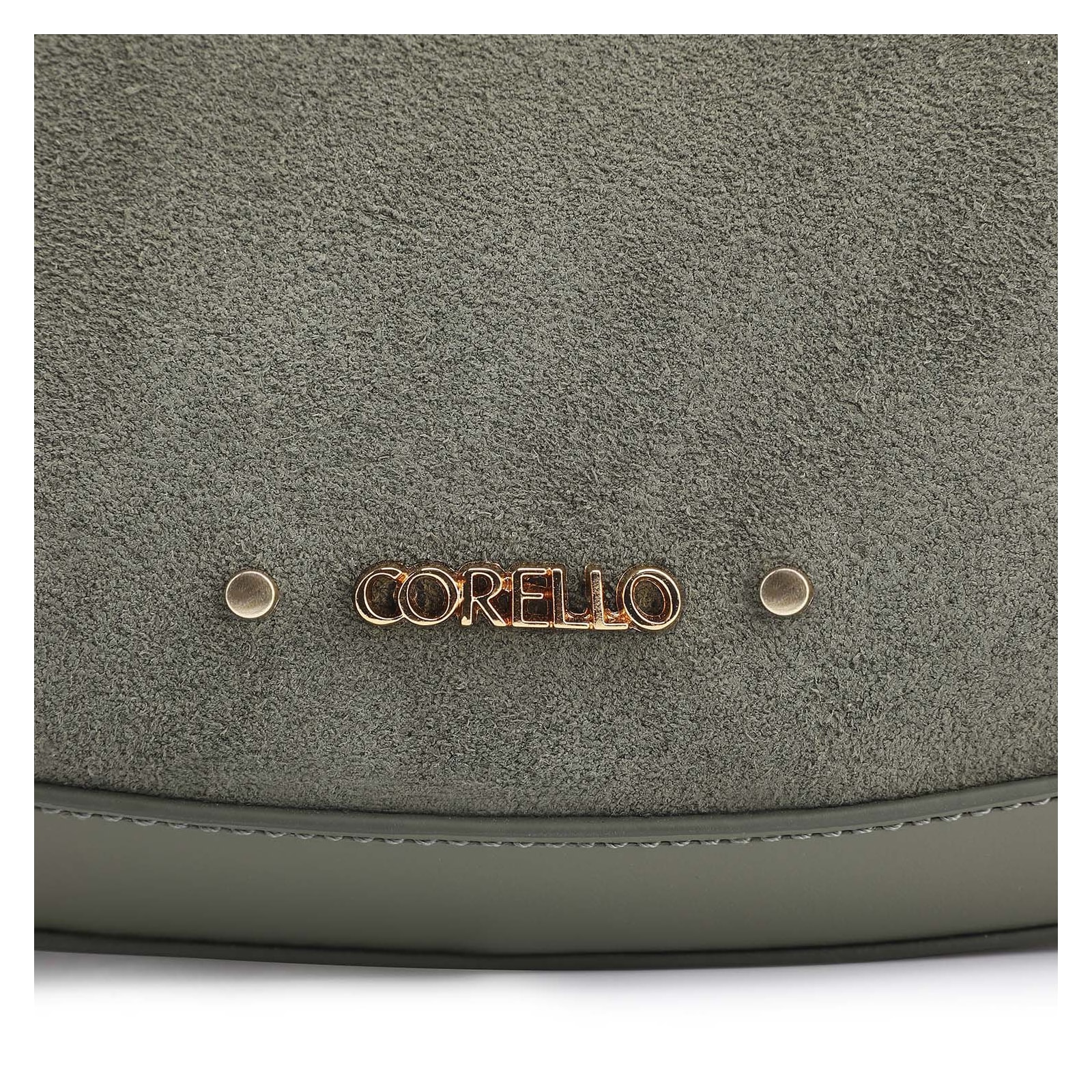 Bolsa De Ombro Rebites Couro Camurça Verde/Couro Verde