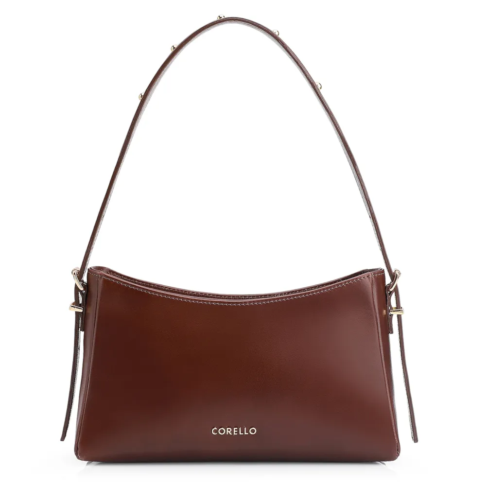 Bolsa De Ombro Rebites Couro Marrom