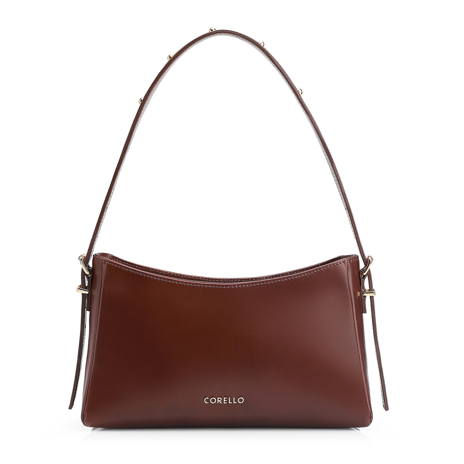 Bolsa De Ombro Rebites Couro Marrom