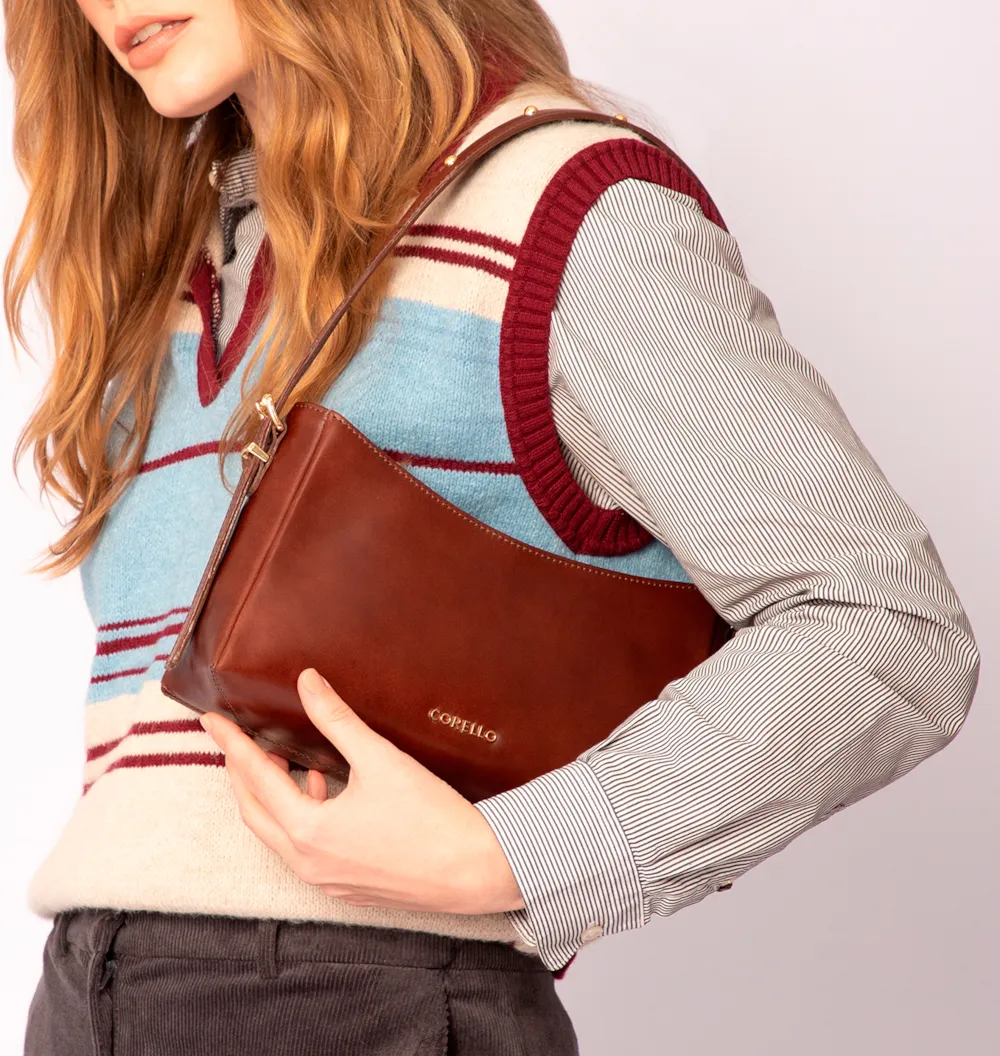 Bolsa De Ombro Rebites Couro Marrom - imagem 2