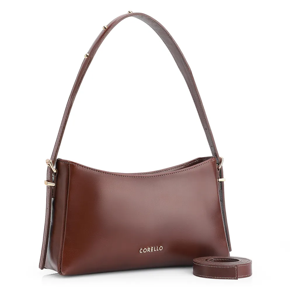 Bolsa De Ombro Rebites Couro Marrom - imagem 3