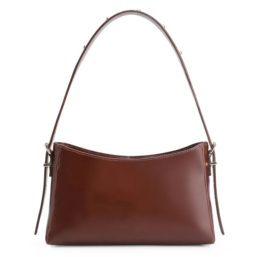 Bolsa De Ombro Rebites Couro Marrom - imagem 4